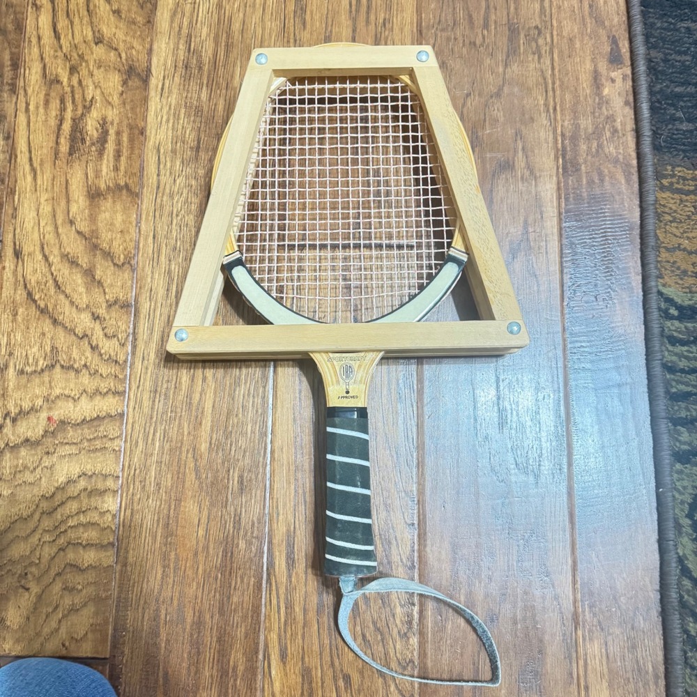 VTG 70s Sportcraft IRA Approved Wooden Racquetball Racquet with Wood Press Japan